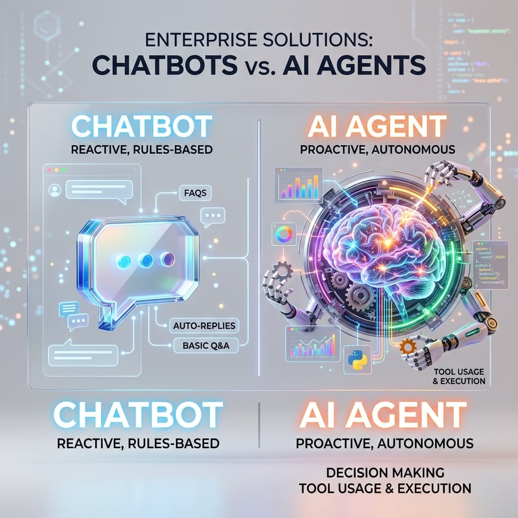 Image de couverture pour Agent IA vs chatbot : quelle différence pour une entreprise