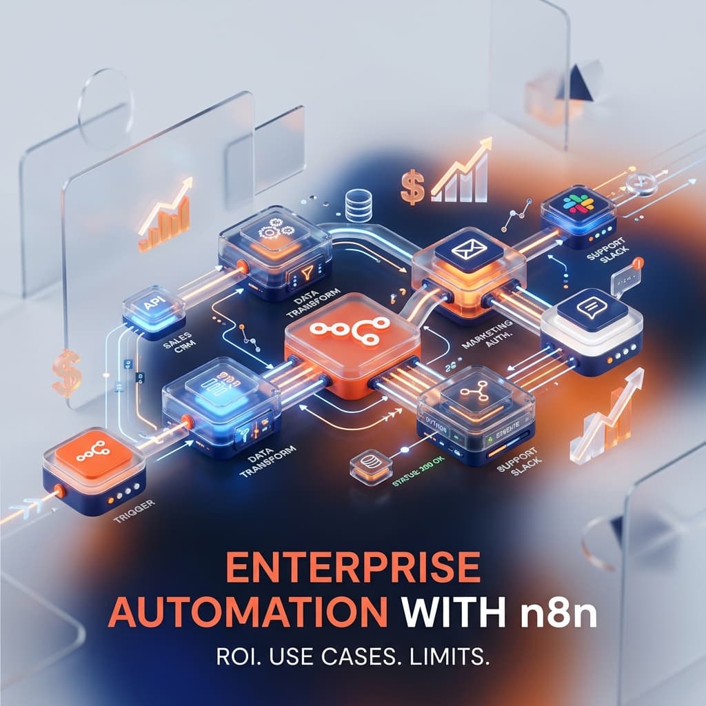 Image de couverture pour n8n en entreprise : cas d'usage, limites et ROI