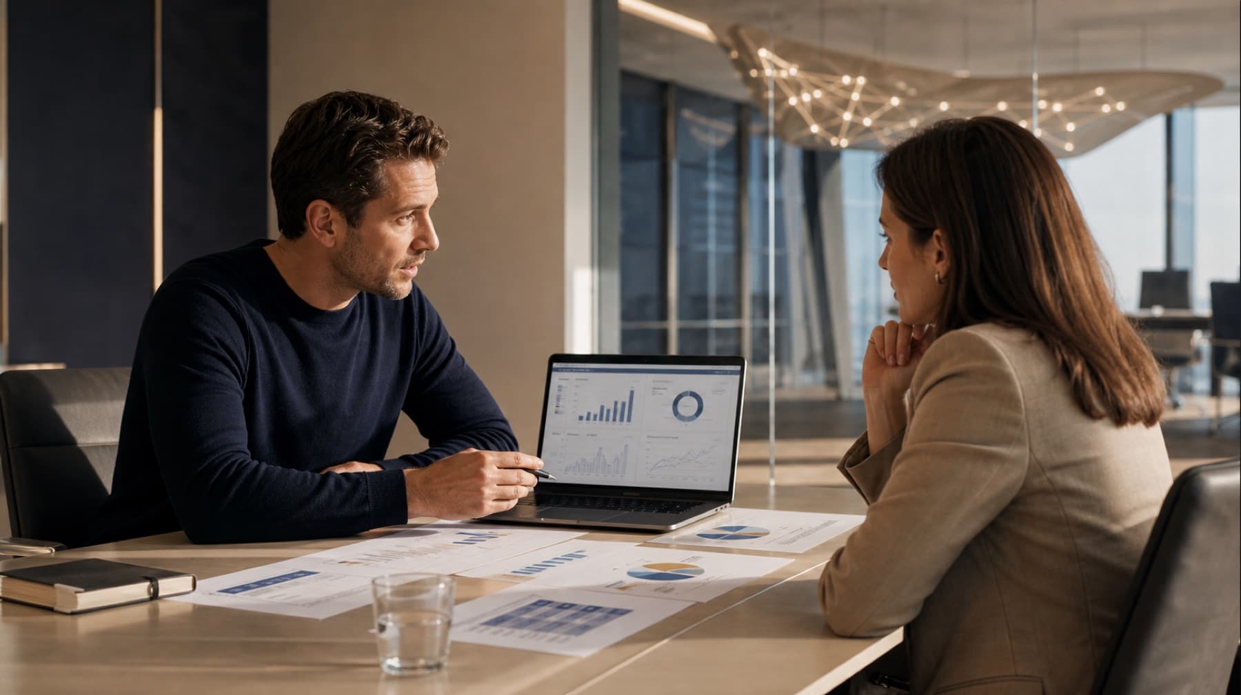Atelier de cadrage data autour d'un laptop et de documents KPI